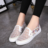Lace Breathable Hollow Out Floral Print Slip On Flat Shoes