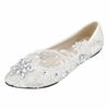 Lace Bridal Crystal Wedding Rhinestone Low Heel Flat Bridesmaid Prom Shoes