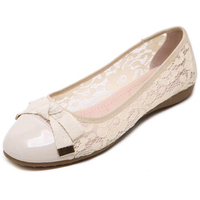 Lace Butterflyknot Metal Slip On Folded Egg Roll Breathable Flat Shoes