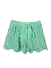 Lace Chiffon Elastic Waist Hem Crochet Drawstring Shorts