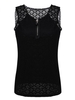 Lace Crochet Black White Zipper Women Tank Top