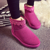 Lace Decoration Keep Warm Flat Plush Short Ankle Boots