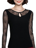 Lace Gauze Patchwork Long Sleeve O-Neck T-Shirt For Women