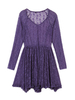Lace Long Sleeve V-Neck Irregular Mini Dress For Women