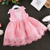 Lace Patchwork Flower Sleeveless O-neck Dress For Kids Girls