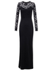Lace Patchwork Transparent Split Long Sleeve Black Party Dress