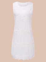 Lace Sleeveless White O-neck Mini Summer Women Dress