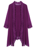 Lace Splicing Hollow Out Cotton Solid Soft Women Knit Cardigan