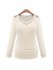 Lace Stitching Bright Bead Long Sleeve Women Blouse