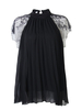 Lace Stitching Short Sleeve Chiffon Loose T-shirt For Women