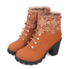 Lace Tassel Metal Side Zipper Ankle Chunky Heel Ankle Boots