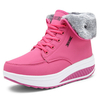 Lace Up Platform Rocker Sole Casual Shoes Fur Lining Ankle Boots