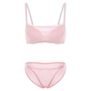 Lace Wrapped Chest Elastic Straps Underwire Gather Bra Set