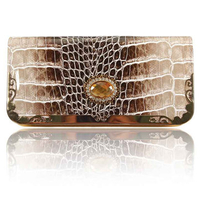 Ladies Alligator Pattern Rhinestone PU Leather Wallet Card Holder Purse