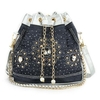 Ladies Denim Bucket Bags Handbag Pearl Chain Messenger Bag Sling Bag
