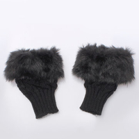 Ladies Rabbit Fur Winter Warmer Knitted Fingerless Gloves