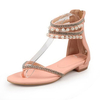 Large Size Beaded Bohemia Clip Toe Flip Flops Zipper Beach Sandals