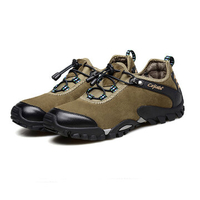 Large Size Cow Split Leather Hiking Shoes Casual Sneakers for Men