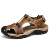 Large Size Men Stitching Genuine Leather Anti-collision Toe Lace Up Outdoor Beach Sandals