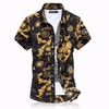 Large Size Mens Summer Beach Style Pattern Cotton Blend Casual Short Sleeved Shirts
