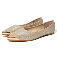 Large Size Ponited Toe Slip On Sequined Flat Casual Shoes