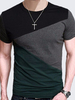 Large Size Summer Mens Cotton Crew Neck Patchwork Color Casual T-shirts