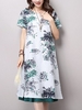 Layer Patchwork Floral Printed Side Split Vintage Dress