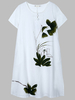 Leaf Printing Split Vintage Women Dress