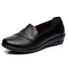 Leather Black Soft Wedge Heel Casual Loafer For Women