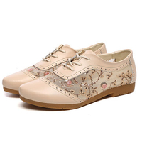 Leather Brogue Lace Breathable Retro Soft Flat Casual Shoes