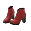 Leather High Heel Zipper Ankle Pure Color Chunky Heel Boots