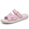 Leather Hollow Out Strappy Bandage Buckle Flat Slip On Beach Slipper Sandals