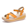 Leather Hollow Out Strappy Bandage Comfy Soft Buckle Platform Sandals