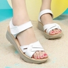 Leather Hollow Out Strappy Bandage Soft Comfortable Hook Loop Platform Sandals