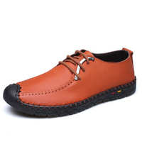 Leather Metal Toe Protecting Flat Lace Up Soft Casual Shoes