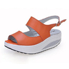 Leather Pure Color Hollow Out Peep Toe Buckle Platform Shake Shoes Sandals