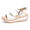 Leather Pure Color Soft Buckle Peep Toe Platform Shake Shoes Sandals