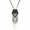 Leather Tassel Necklace Long Rope Turquoise Sweater Necklace