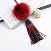 Leather Wool Ball Sweater Necklace