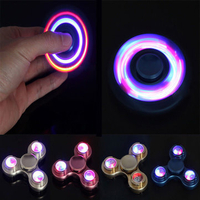 LED EDC Aluminum Fidget Hand Spinner Gadget Tri-Spinner Finger Reduce Stress Gadget