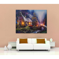 LED House Landscape Lighted Canvas Picture Print Home Wall Art Hanging Decor