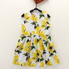 Lemon Pattern Sleeveless O-neck Dress For Children Girls