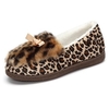 Leopard Fur Lining Bowknot Slip On Cute Flat Warm Lazy Shoes