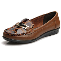 Leopard Genuine Leahter Flat Closed Slip On Soft Loafers