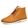 Letter High Top Warm Fur Lining Pure Color Lace Up Boots For Men