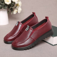 Letter Leather Pure Color Slip On Flat Shoes For Women
