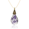 Light Bulb Dry Flower Glass Pendant Chain Necklace