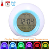 Light-sensitive Digital LCD Snooze Alarm Clock White LED Backlight Round