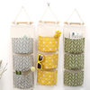 Linen 3 Pocket Simple Style Wall Hanging Storage Bag Bedroom Key Sunglasses Organizer