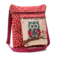 Linen Cartoon Casual Owl Pattern Shoulder Bag Crossbody Bags